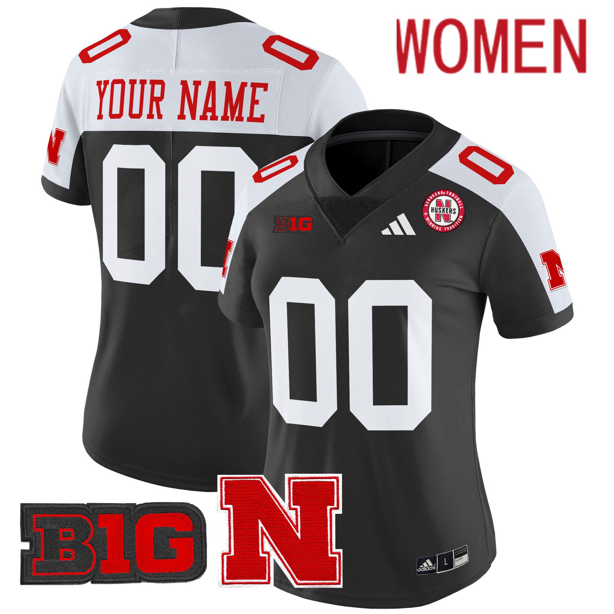Women Nebraska Cornhuskers Black 2024 Vapor Limited Custom NCAA Jersey style 1->customized ncaa jersey->Custom Jersey